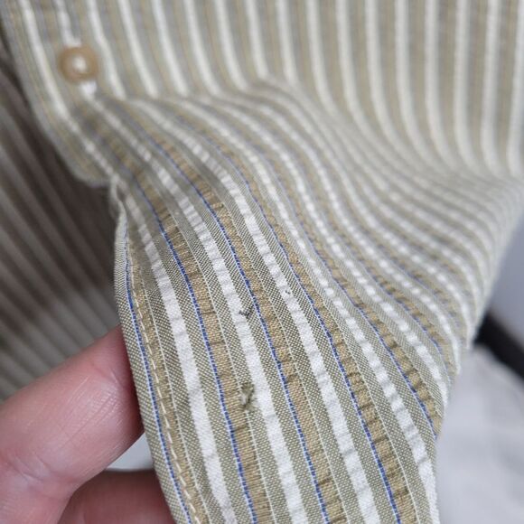 VINTAGE 90s J Peterman striped seersucker loose fit button up shirt XL - Picture 7 of 10